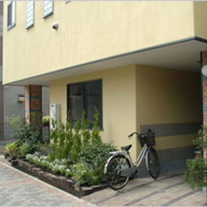 商店街に建つポップな家