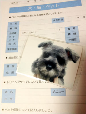 ペットの飼育に必要となる情報を記載できる便利なページ