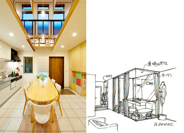 LDK浴室までも透明に（画：天野彰）