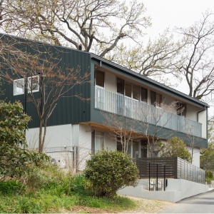 建物全景。裏手にクヌギの大木が見える