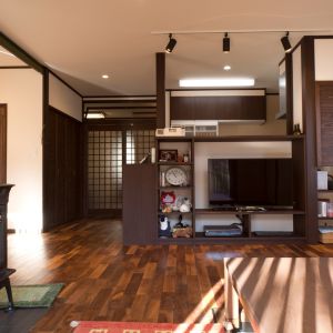 施工事例写真：古民家テイストの薪ストーブのある住まい