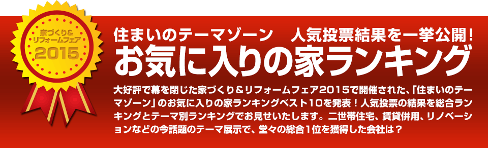 住まいのテーマゾーン　人気投票結果を一挙公開！お気に入りの家ランキング