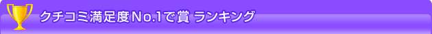 クチコミ満足度ＮＯ1で賞　ランキング
