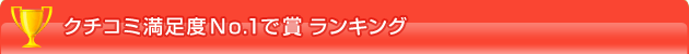 クチコミ満足度ＮＯ1で賞　ランキング