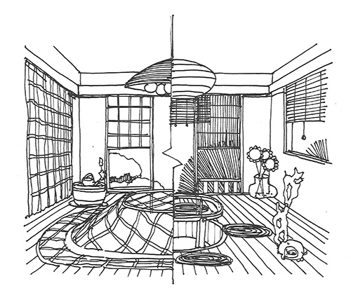イラスト:四季をイメージした可変の住まい方(画:天野彰)