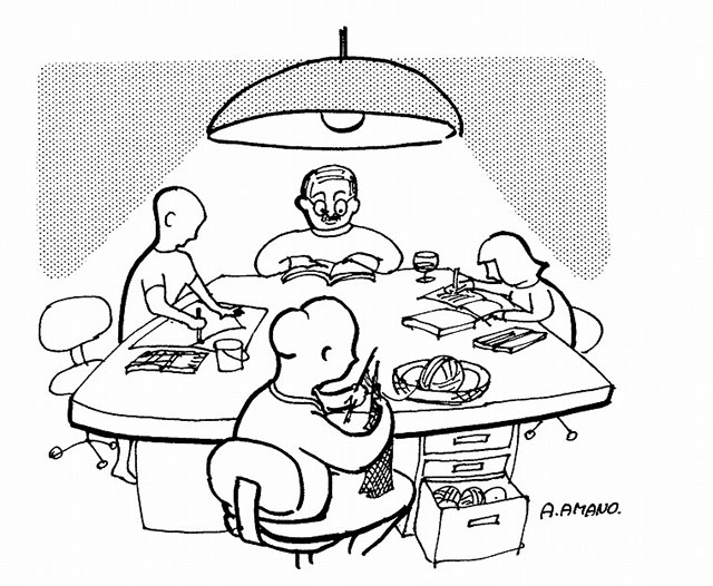 家族みんなの勉強部屋「ジャンボテーブル」（画：天野彰）