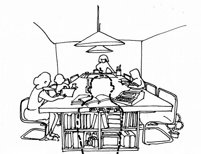 イラスト：家族みんなのジャンボテーブル（画：天野彰）