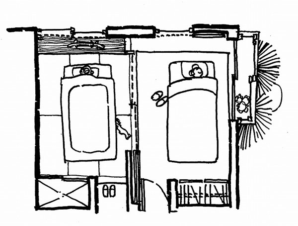 イラスト：和洋寝室（画：天野彰）