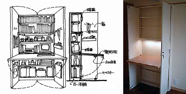 右：写真　「オヤジデスク」施工例（写真：天野彰）