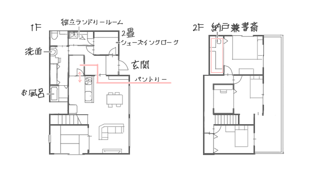 40坪の間取り実例②　2階建て