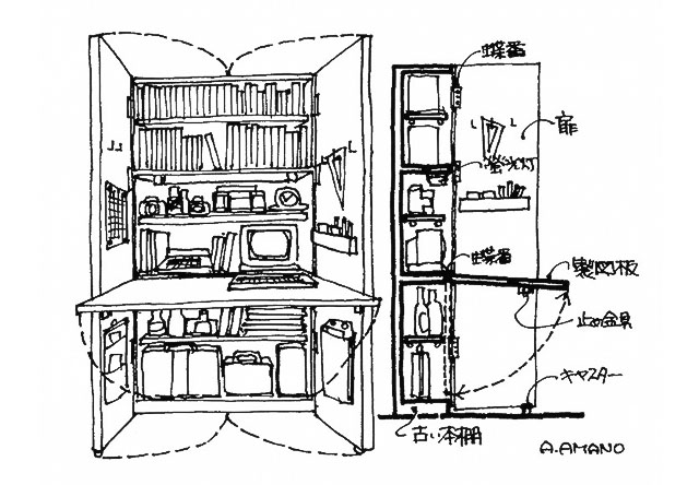 イラスト：厚さ10センチの親父デスク（天野彰)