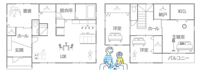 35坪の2,000万円の間取り例