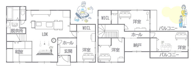 40坪の2,000万円の間取り例