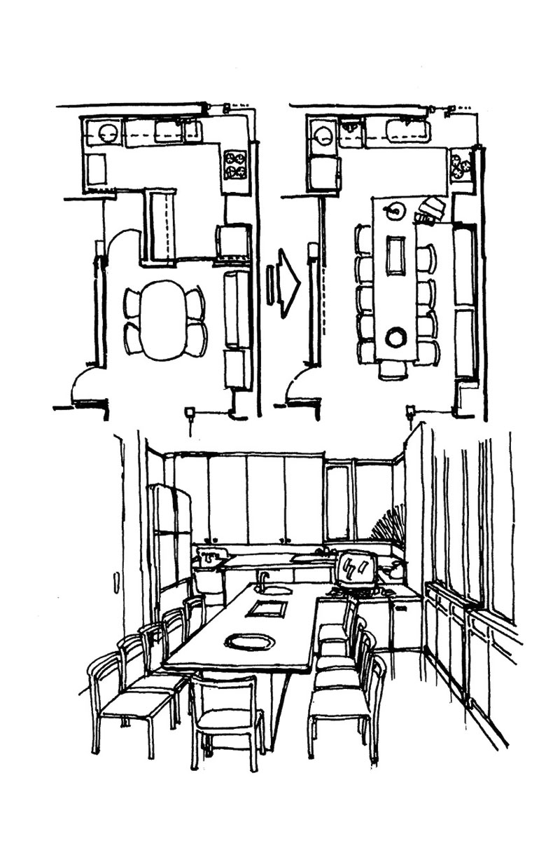 イラスト：閉鎖的DKの壁を取り、通らないと部屋に行けないプラン（画：天野 彰）