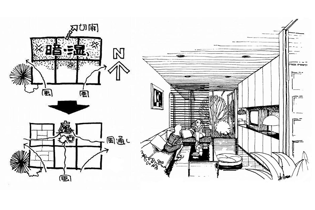 イラスト：減築のイメージ断面（図：天野 彰）