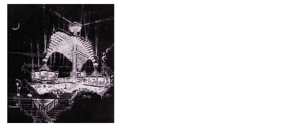 大阪万国博に向けたクボタ鉄鋼のＧコラムのパビリオンコンペ「近代農業館」応募案