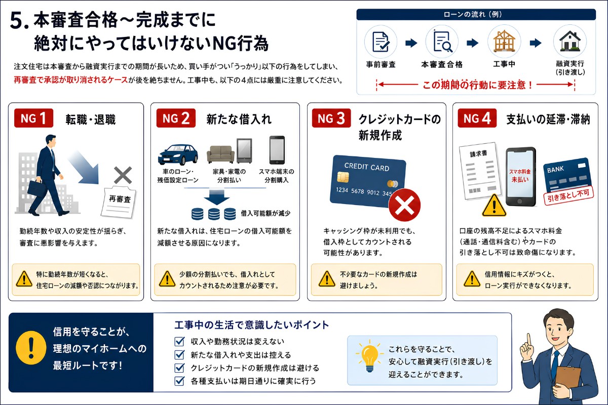 本審査合格～完成までに絶対にやってはいけないNG行為