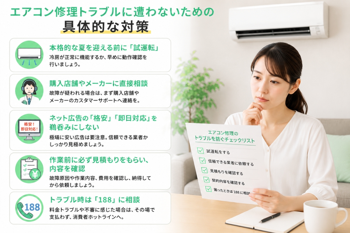 エアコン修理トラブルを防ぐための具体的な対策とチェックポイント