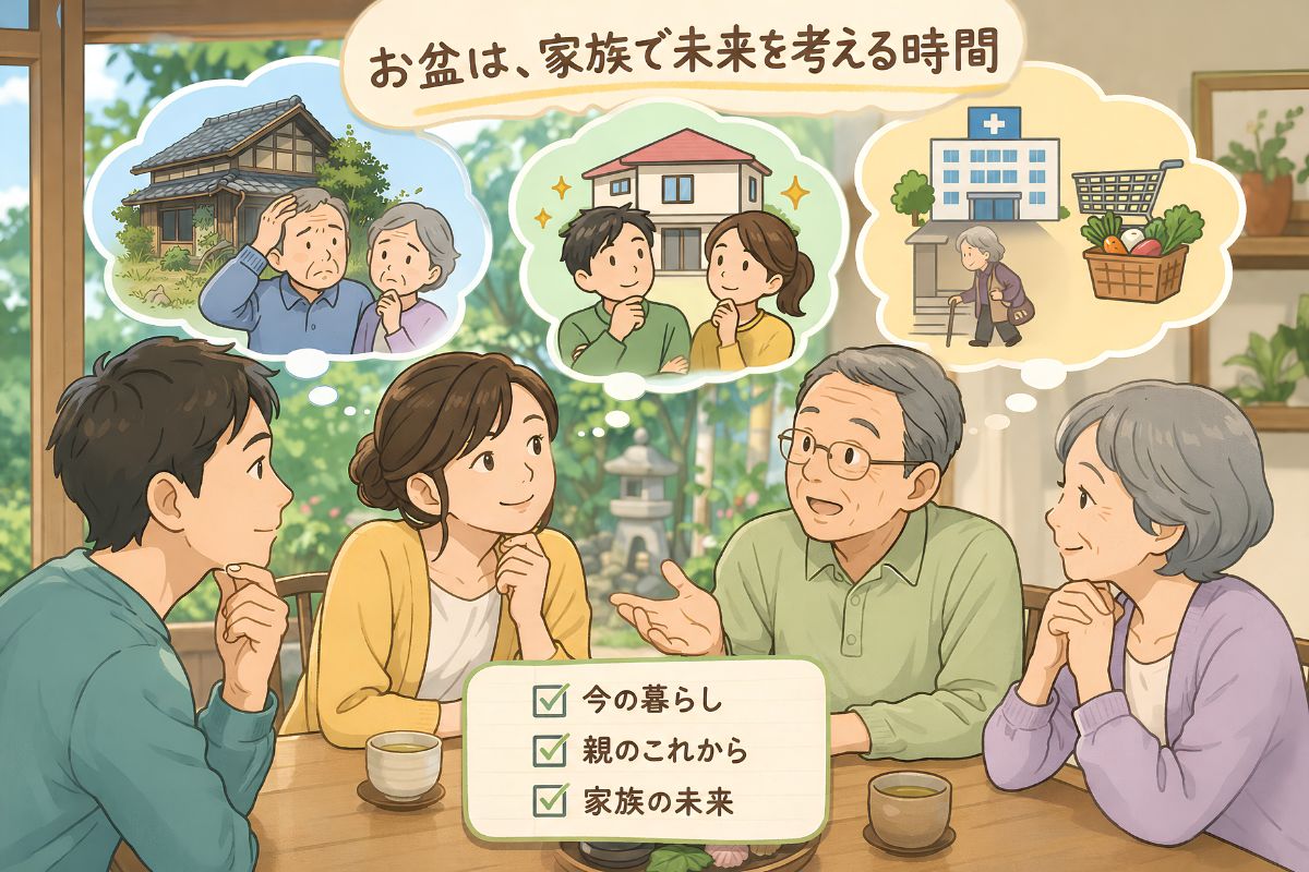 お盆は、離れて暮らす家族が久しぶりに顔を合わせる貴重な機会!家のことを家族で話し合おう