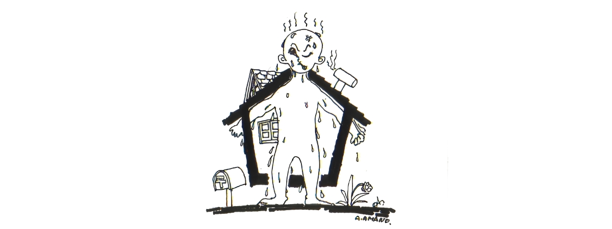 イラスト:日射を避け、風を呼び込む深い庇の家