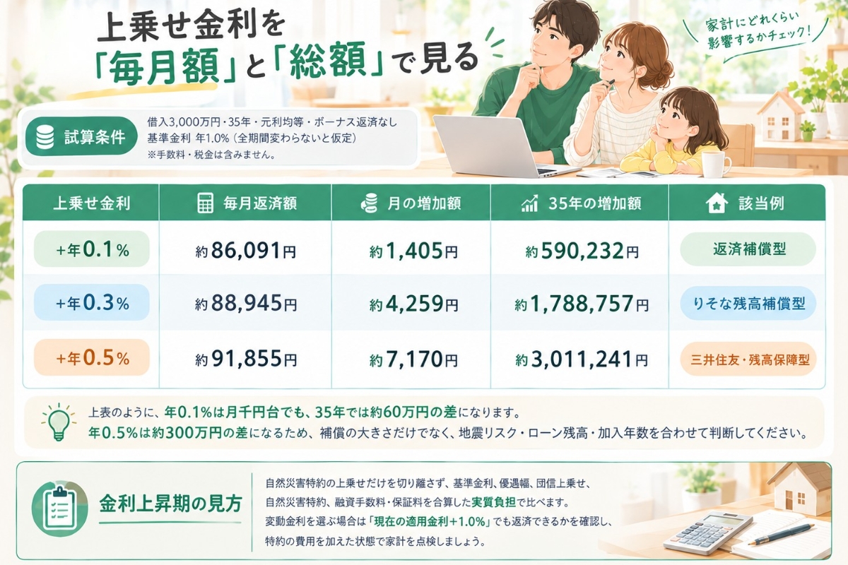 上乗せ金利を毎月額と総額で見る