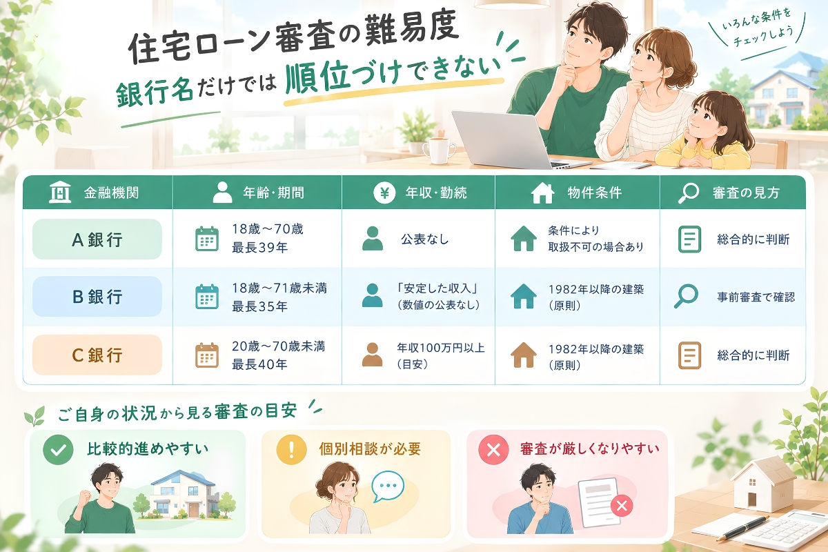 住宅ローン審査の難易度銀行名だけでは順位付けできない