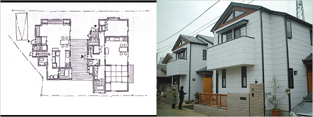 息子と一体同居・娘とは別棟プランが二世帯住宅には最適です