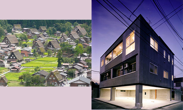 白川郷合掌造り、現代の3、4世帯同居の家