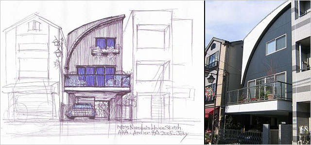 商店街に建った鉄骨のN様邸（天野 彰）