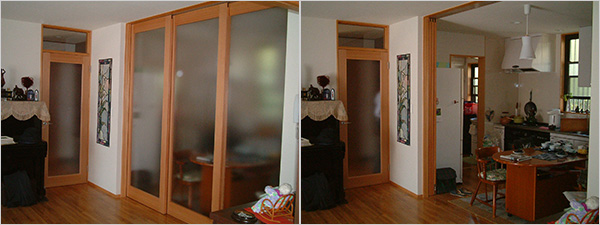 写真１、２：DK開閉の間仕切り引き戸例I邸（撮影 天野 彰）