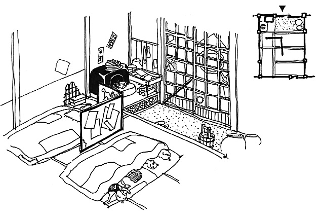 イラスト:江戸の裏長屋(画:天野彰)