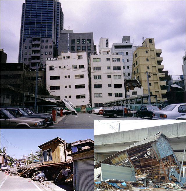 阪神大震災、中越、東日本 撮影天野彰