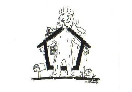 イラスト：雄大な吹き抜けの“イラスト：傘の家（画：天野彰）