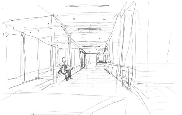 2世帯住宅　『カドの家』のスケッチ