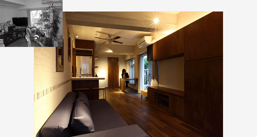 ななめの壁で仕切る暮らし　　築30年のマンションリノベーション