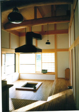 ■写真:N邸、囲炉裏の炉端(写真天野彰)