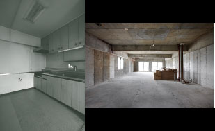 BEFORE　間仕切り壁なども含めすべて取り除く