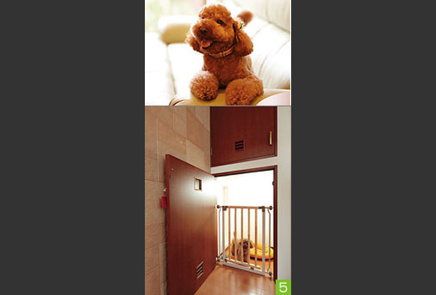 愛犬スペースの上部は収納として利用