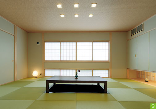 エアコンもビルトインし、すっきりシンプルにまとめたモダンな和室