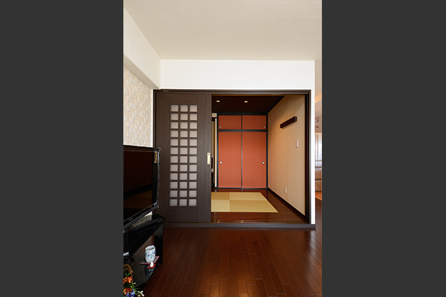 リビングの大空間を実現するため、和室を6畳から4.5畳へ