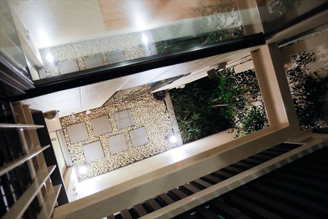 洗面室の勝手口から続く雰囲気ある坪庭 洗面室の勝手口から続く雰囲気ある坪庭