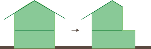 case２　2階建ての2階の一部を撤去