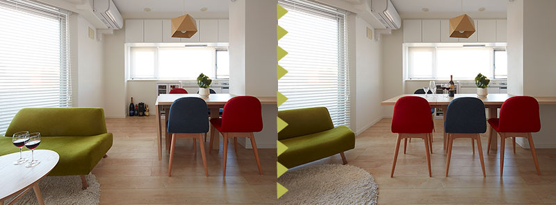 ダイニングテーブルも一工夫。