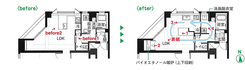 LDKおよびサニタリー改修工事　Before After
