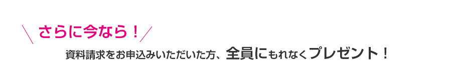 資料請求をお申し込みいただいた方全員にプレゼント