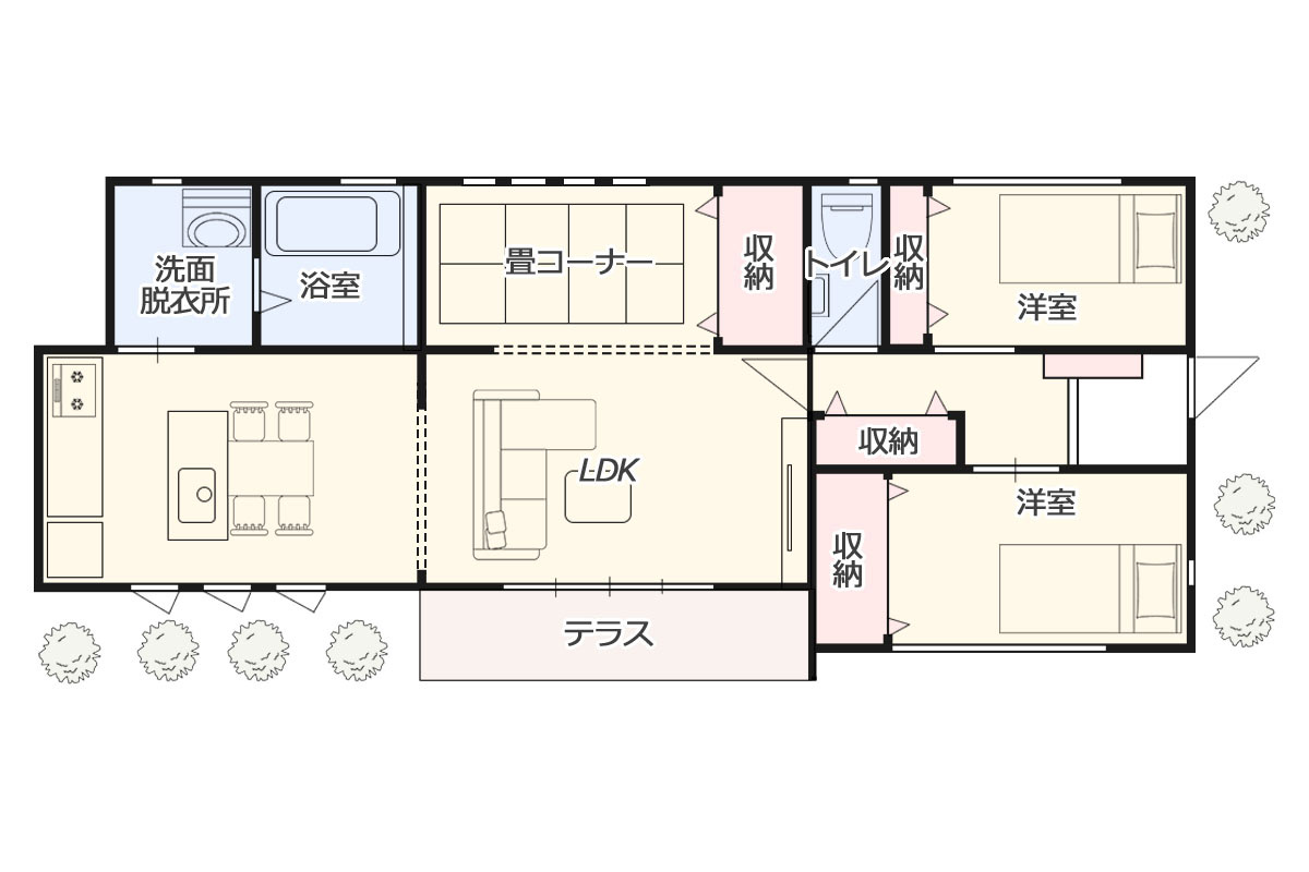 夫婦2人に参考になる　居心地のいいコンパクトでシンプルな平屋の間取り