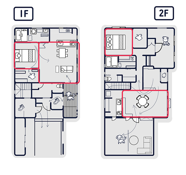 完全分離型二世帯住宅 参考間取り例2