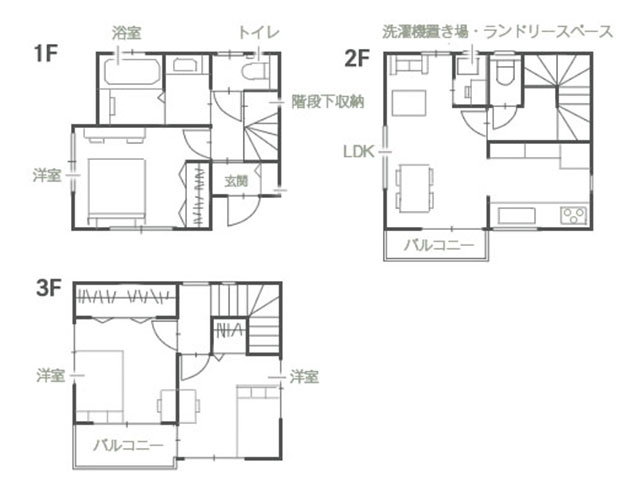 10坪3階建ての間取り例