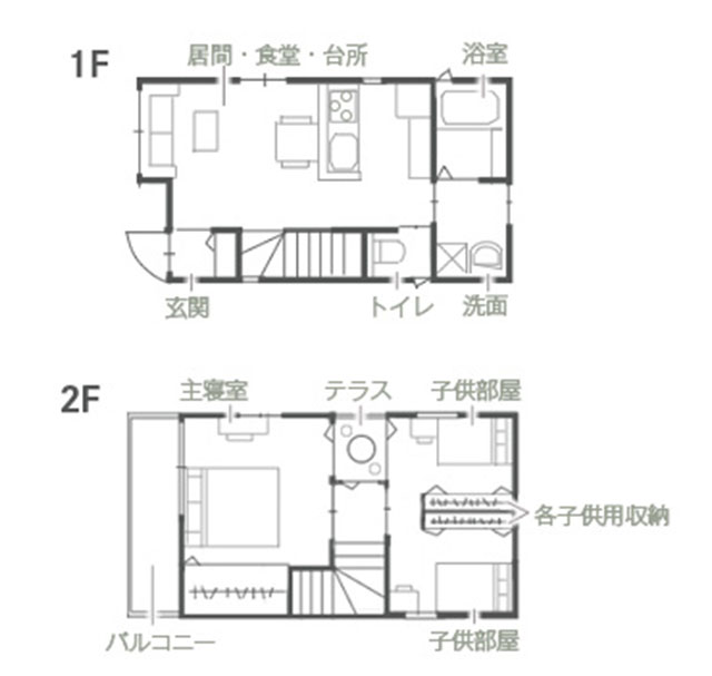 10坪2階建ての間取り例